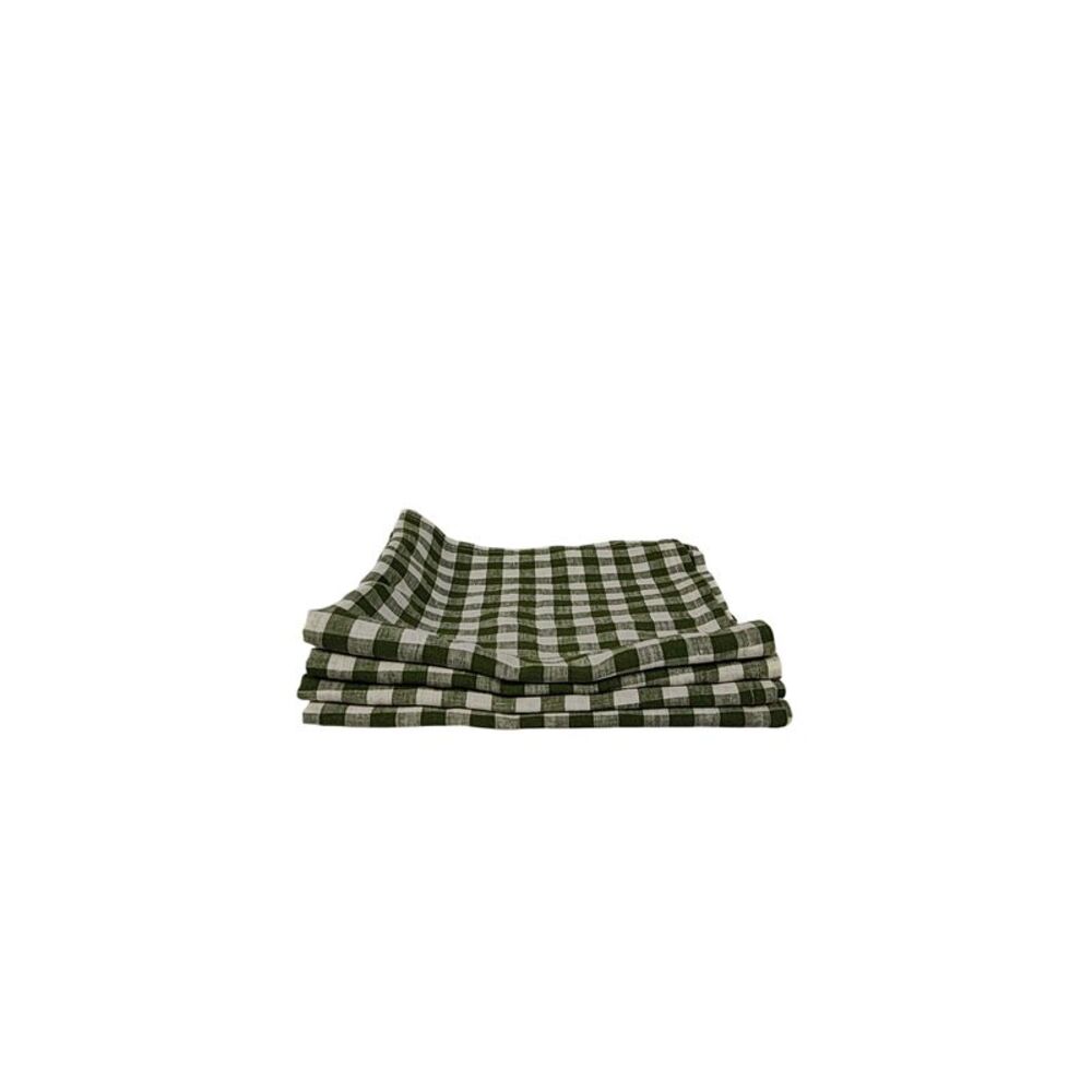 Quince Home Gingham Table Napkin Set of 4 Green 20x20